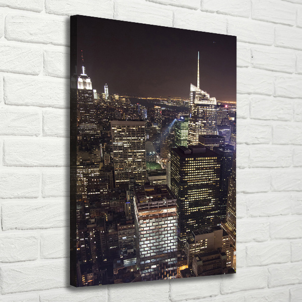 Quadro foto su tela verticale New York di notte