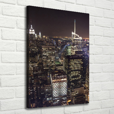 Quadro foto su tela verticale New York di notte