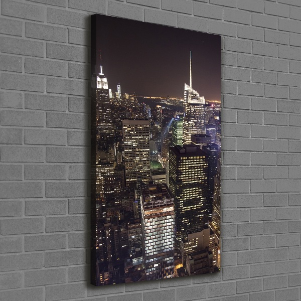 Quadro foto su tela verticale New York di notte