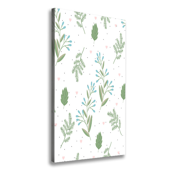 Quadro su tela canvas verticale Foglie e cuore