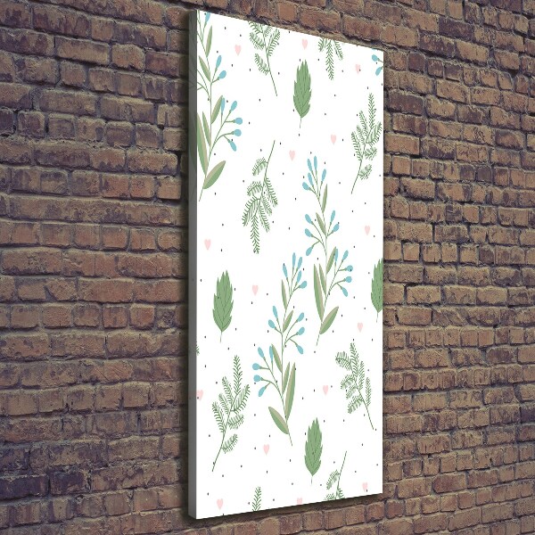 Quadro su tela canvas verticale Foglie e cuore