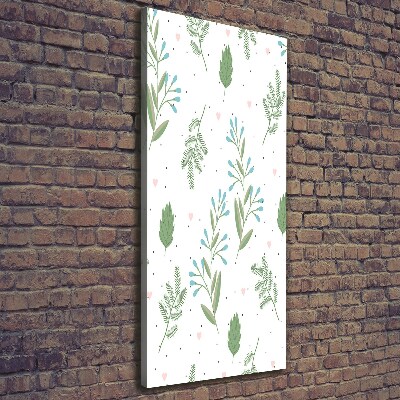 Quadro su tela canvas verticale Foglie e cuore