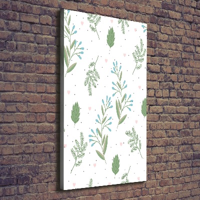 Quadro su tela canvas verticale Foglie e cuore