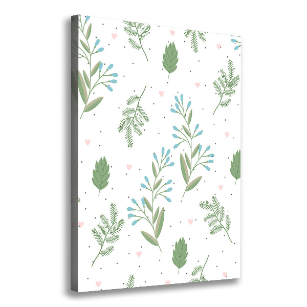 Quadro su tela canvas verticale Foglie e cuore