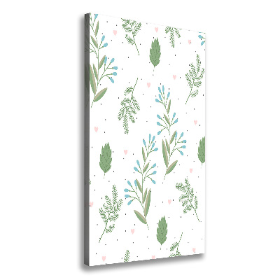 Quadro su tela canvas verticale Foglie e cuore