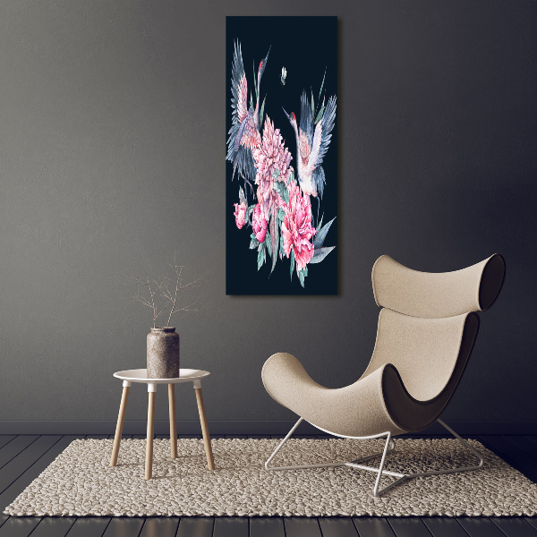 Quadro su tela canvas verticale Gru e peonie