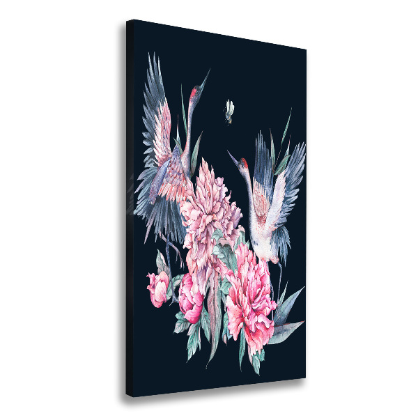 Quadro su tela canvas verticale Gru e peonie