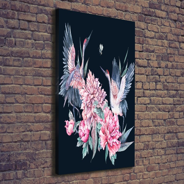 Quadro su tela canvas verticale Gru e peonie