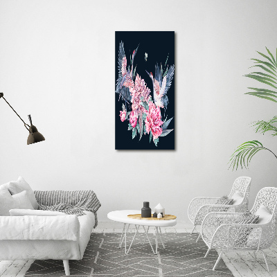 Quadro su tela canvas verticale Gru e peonie