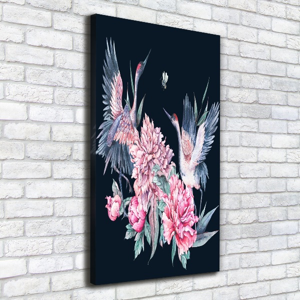 Quadro su tela canvas verticale Gru e peonie