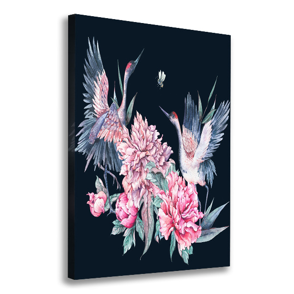 Quadro su tela canvas verticale Gru e peonie