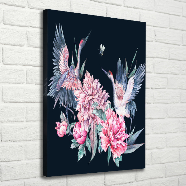 Quadro su tela canvas verticale Gru e peonie