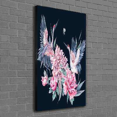 Quadro su tela canvas verticale Gru e peonie