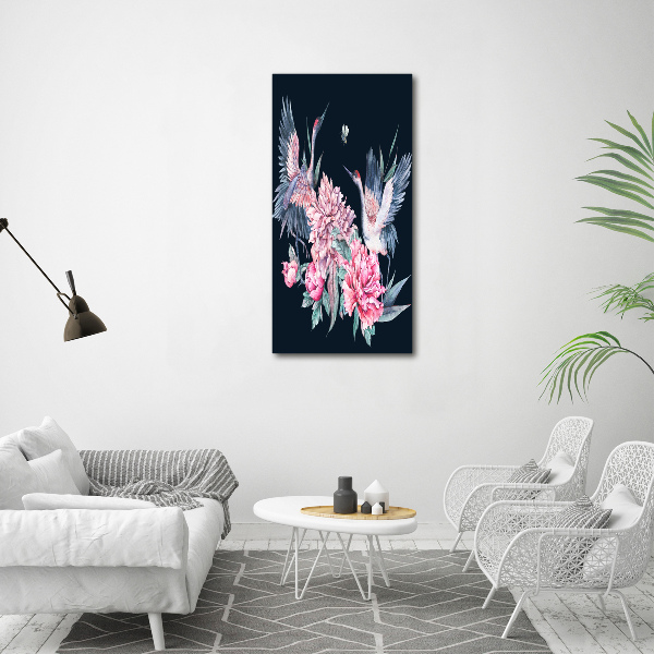 Quadro su tela canvas verticale Gru e peonie