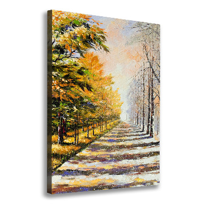 Quadro su tela canvas verticale Inverno e autunno