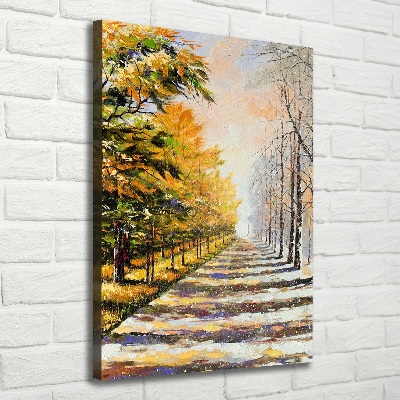 Quadro su tela canvas verticale Inverno e autunno