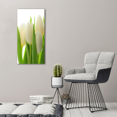 Quadro su tela canvas verticale Tulipani bianchi