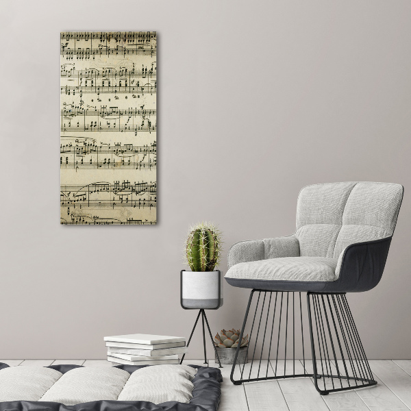 Quadro su tela canvas verticale Note sul pentagramma