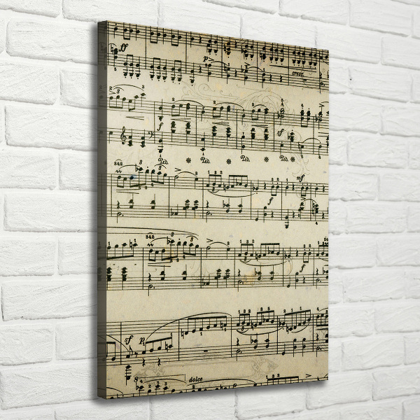 Quadro su tela canvas verticale Note sul pentagramma