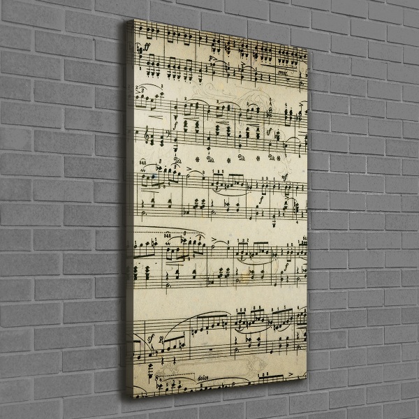 Quadro su tela canvas verticale Note sul pentagramma