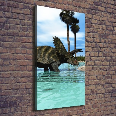 Quadro foto su tela verticale Dinosauri sulla spiaggia