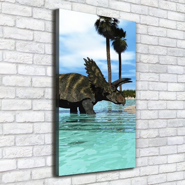 Quadro foto su tela verticale Dinosauri sulla spiaggia