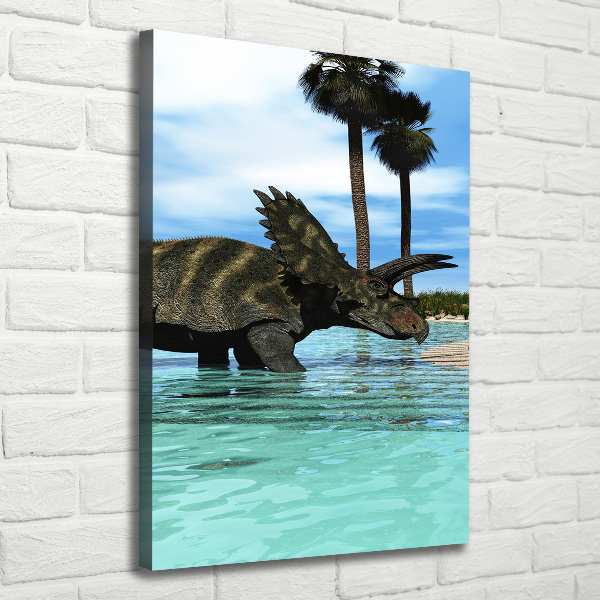 Quadro foto su tela verticale Dinosauri sulla spiaggia