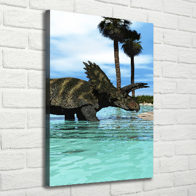 Quadro foto su tela verticale Dinosauri sulla spiaggia