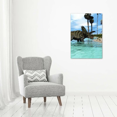 Quadro foto su tela verticale Dinosauri sulla spiaggia