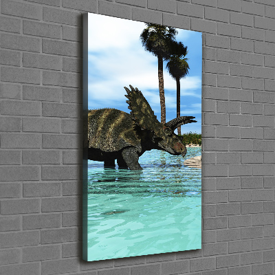 Quadro foto su tela verticale Dinosauri sulla spiaggia