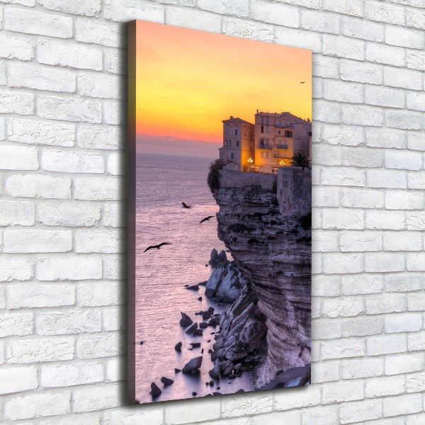 Quadro su tela canvas verticale Case sulla scogliera