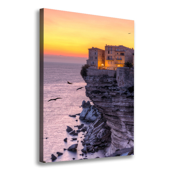 Quadro su tela canvas verticale Case sulla scogliera