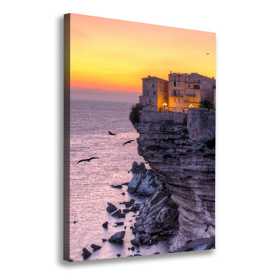 Quadro su tela canvas verticale Case sulla scogliera