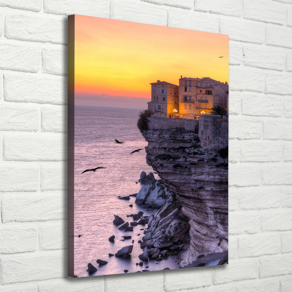 Quadro su tela canvas verticale Case sulla scogliera