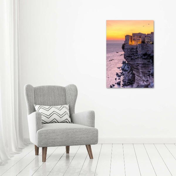 Quadro su tela canvas verticale Case sulla scogliera