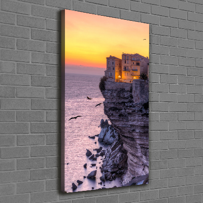 Quadro su tela canvas verticale Case sulla scogliera