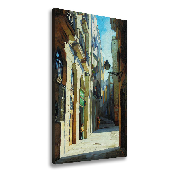 Quadro su tela canvas verticale Le strade di Barcellona