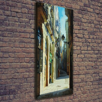 Quadro su tela canvas verticale Le strade di Barcellona
