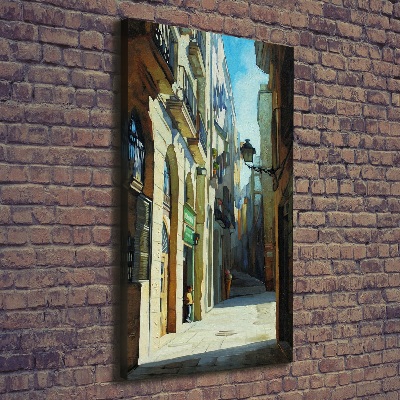 Quadro su tela canvas verticale Le strade di Barcellona