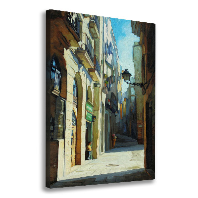 Quadro su tela canvas verticale Le strade di Barcellona