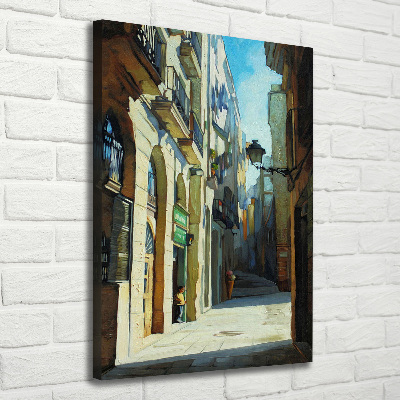 Quadro su tela canvas verticale Le strade di Barcellona