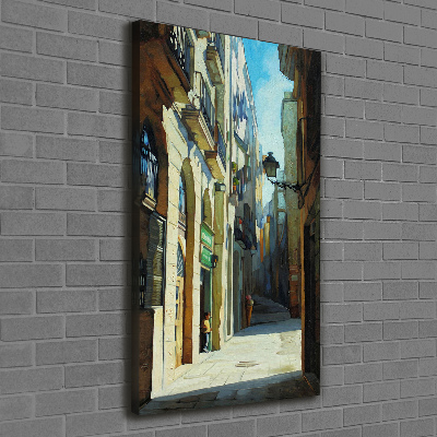Quadro su tela canvas verticale Le strade di Barcellona