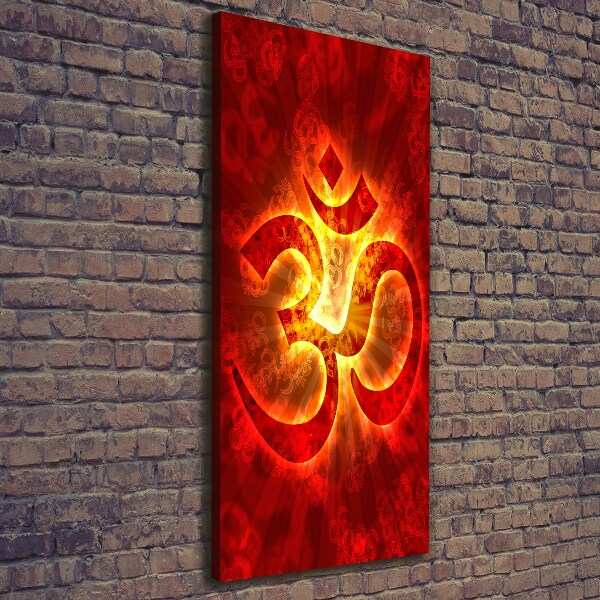 Quadro foto su tela verticale Simbolo Om in fiamme