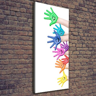 Quadro foto su tela verticale Mani dipinte