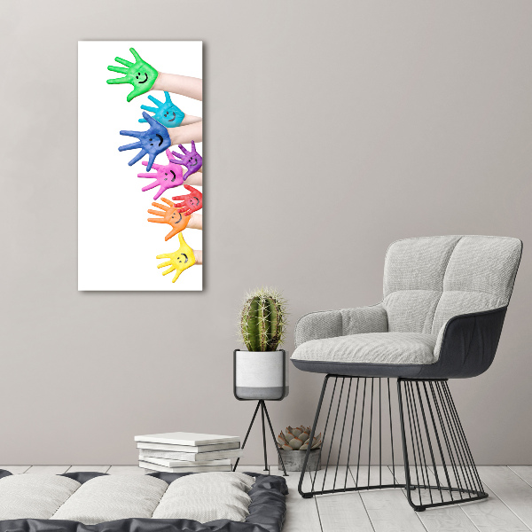 Quadro foto su tela verticale Mani dipinte