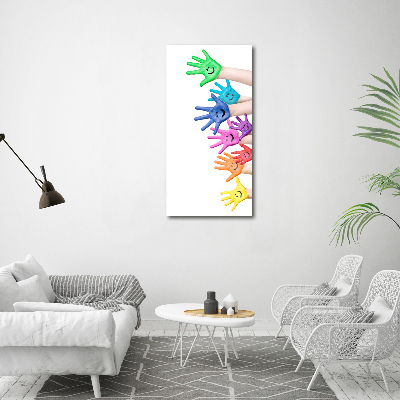 Quadro foto su tela verticale Mani dipinte