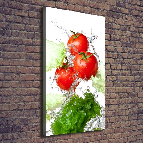 Quadro su tela canvas verticale Pomodori e lattuga