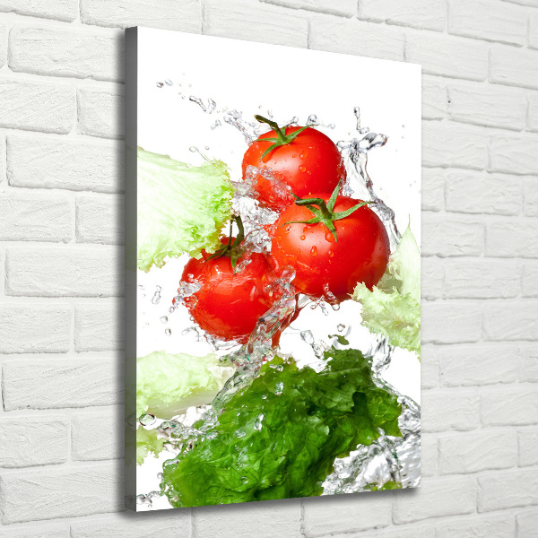 Quadro su tela canvas verticale Pomodori e lattuga