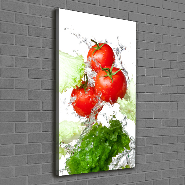Quadro su tela canvas verticale Pomodori e lattuga