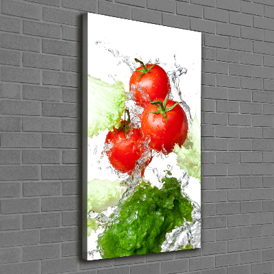 Quadro su tela canvas verticale Pomodori e lattuga